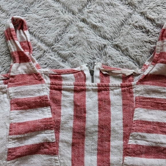 Soft Surroundings Linen Rayon Nautical Shirt Women’s Small Red Stripe - Picture 3 of 4